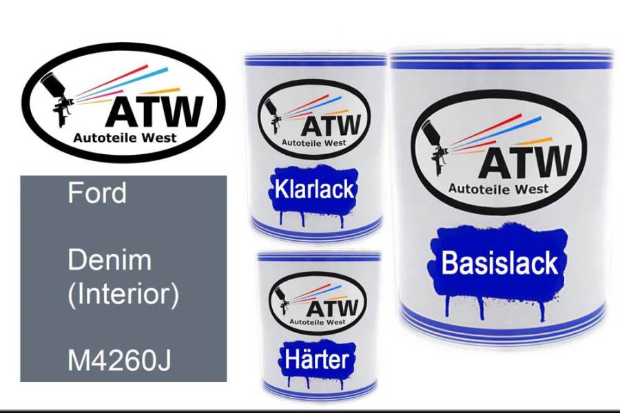 Ford, Denim (Interior), M4260J: 1L Lackdose + 1L Klarlack + 500ml Härter - Set, von ATW Autoteile West.
